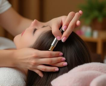 Hair and nail care at spa (महिला को नेल आर्ट और हेयर स्पा)